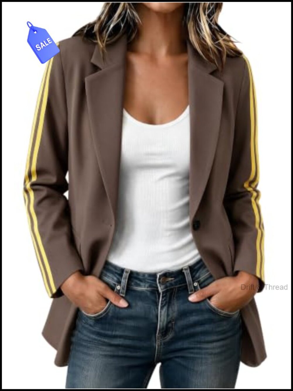 Oversized Blazer Side Stripes Athletic Sport Coat Business Casual